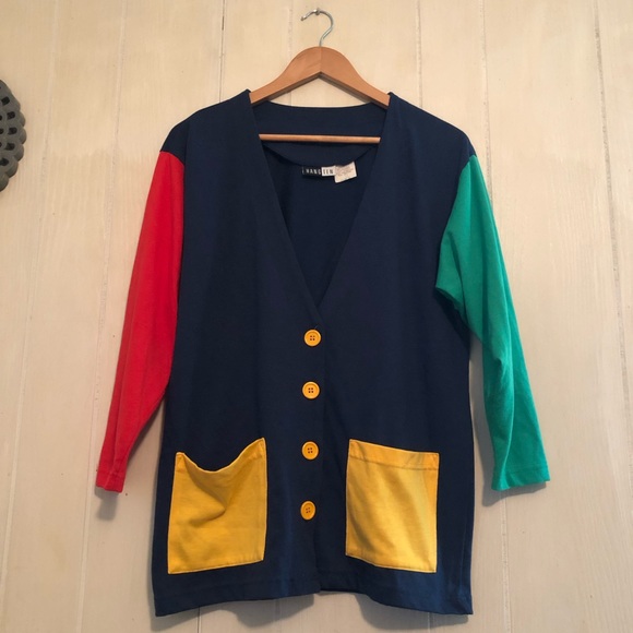Vintage Sweaters - Hang Ten Colorblock Cardigan Vintage